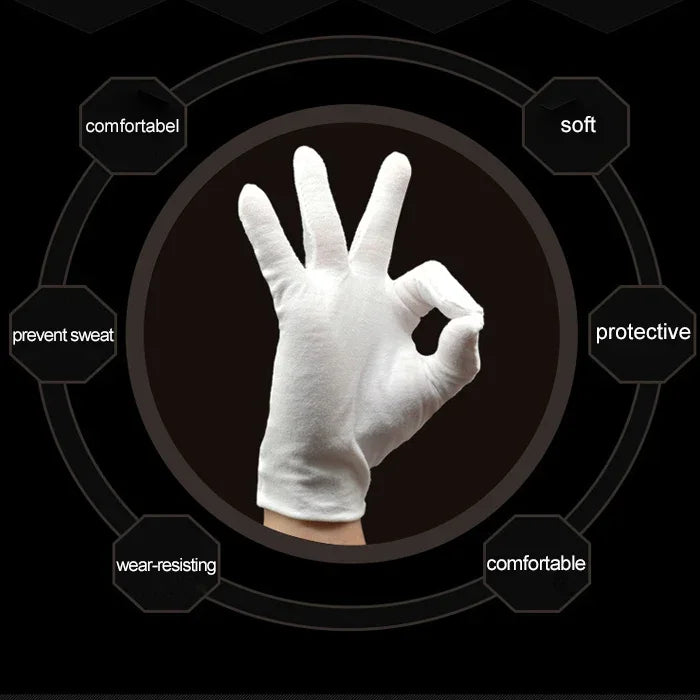12 Pairs Pure Cotton Working Gloves, Thin Section, Thin Section