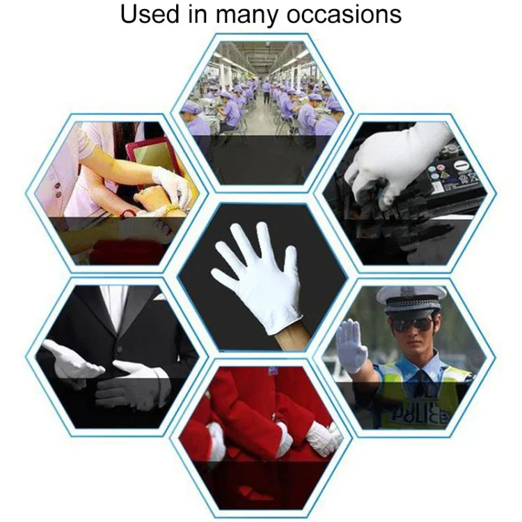 12 Pairs Labor Insurance Work Gloves, Cotton Double-sided, Cotton Double-sided