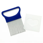 Stainless Steel Vegetable Onion Cutter Holder Meat Needle Kitchen Tools, Blue, White, Green