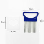 Stainless Steel Vegetable Onion Cutter Holder Meat Needle Kitchen Tools, Blue, White, Green