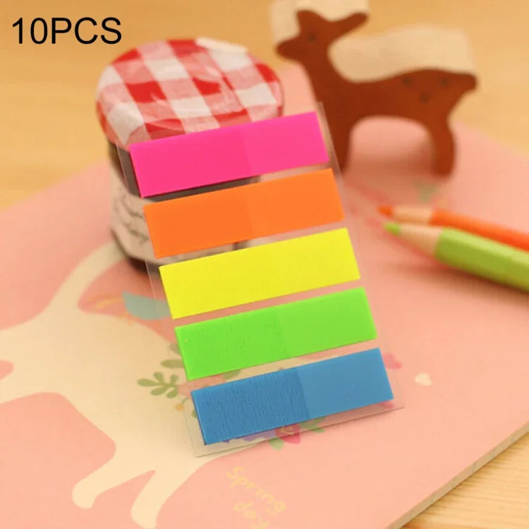 10 PCS Half Color Type Creative Fluorescence Classification Indexes Paste Sticks PET Bookmarks Sticky Note Stationeries, HC5607A, HC5607B, HC5607C