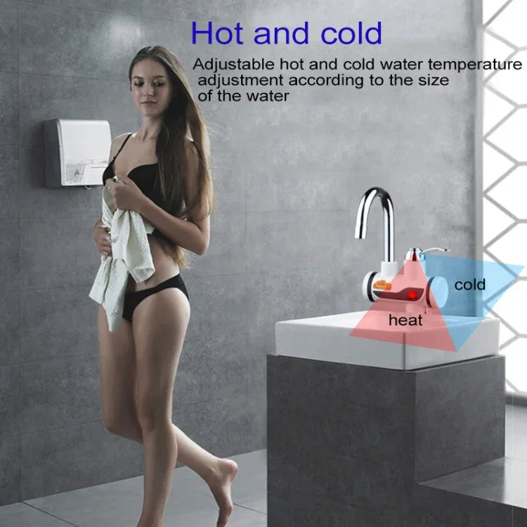 3s Fast Heat Electrothermal Rotatable Faucet Water Tap with Indicator Light, 220V, Size: L, Indicator Light / Size: L
