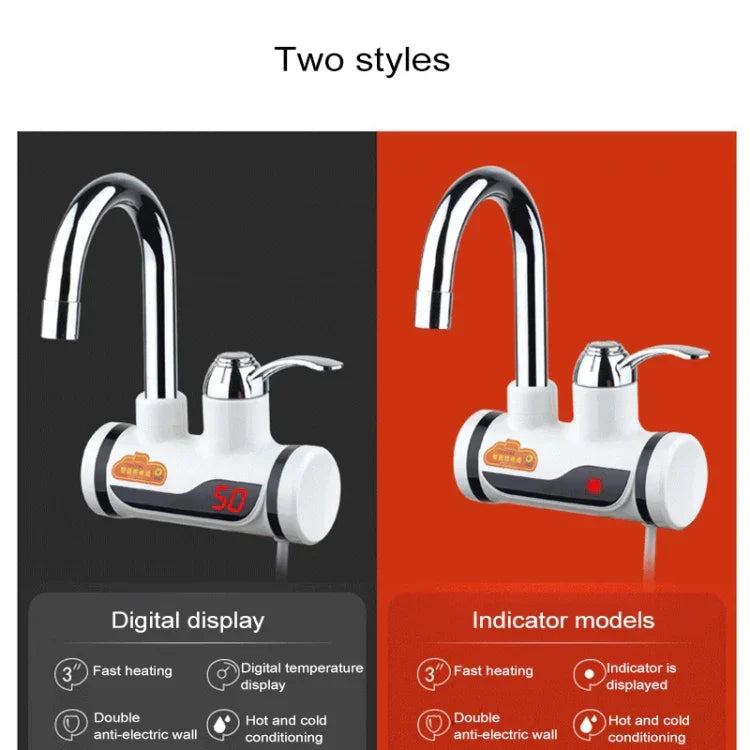 3s Fast Heat Electrothermal Rotatable Faucet Water Tap with Digital Display, 220V, Size: L, Digital Display / Size: L