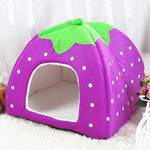 Strawberry Shaped Foldable Short Plush Pet House Nest, Size: M, Purple, Size M, Red, Size M, Pink, Size M, Blue, Size M