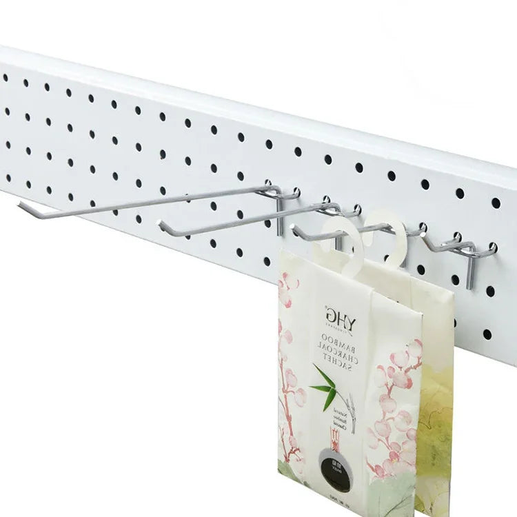 10pcs Supermarket Clothing Shop Pegboard Slat Wall Hook Shelf Hole Plate, Hole Pitch: 2.5cm, Length: 5cm, Wire Diameter: 3.3mm, Length: 5cm