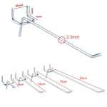 10pcs Supermarket Clothing Shop Pegboard Slat Wall Hook Shelf Hole Plate, Hole Pitch: 2.5cm, Length: 10cm, Wire Diameter: 3.3mm, Length: 10cm