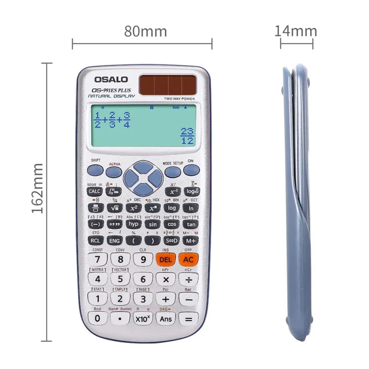 OSALO OS-991ES PLUS 10+2 Digits Multi-functional Student Function Scientific Calculator Solar Energy Dual Power Calculator, OS-991ES