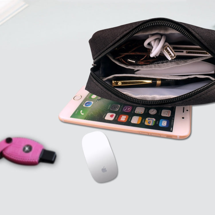 Simple Multi-functional Digital Device Travel Storage Bag for Phones, Power Bank, U-disk, Earphones, Data Cable and etc, Big Size: 23*11*5cm, Size:  23*11*5cm Black, Size:  23*11*5cm Pink, Size: 23*11*5cm Grey, Size: 23*11*5cm Blue, DY01 23x11x5cm