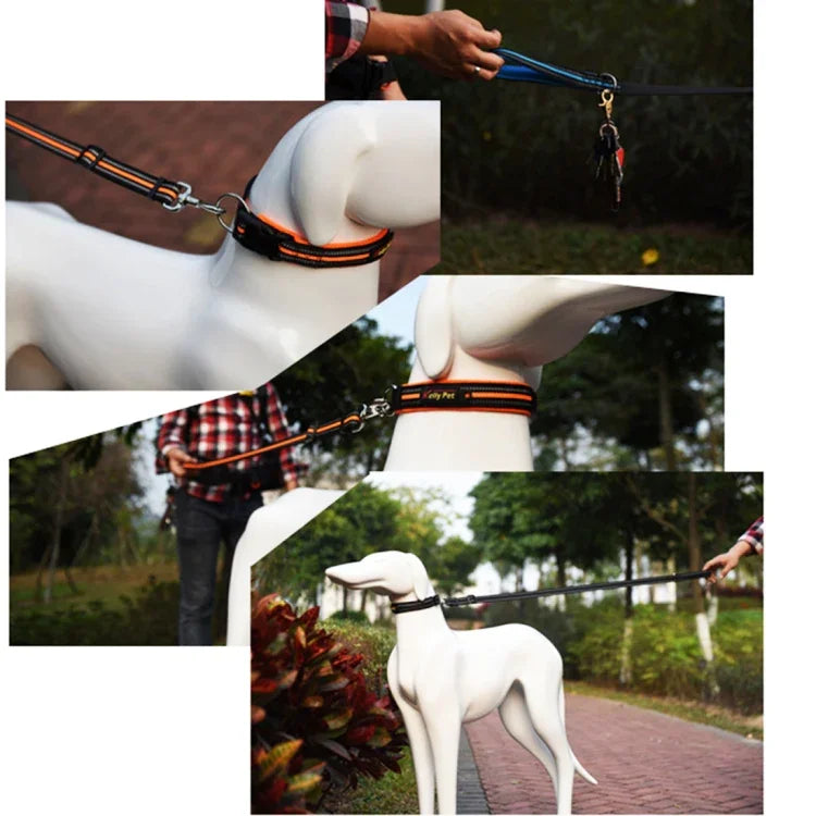 Pet Dogs Nylon Night Reflective Breathable Handheld Traction Lead Leash, Size: M, Adjustable Range: 2.5*(100-140cm), Size: M, Adjustable Range: 2.5*(100-140cm)