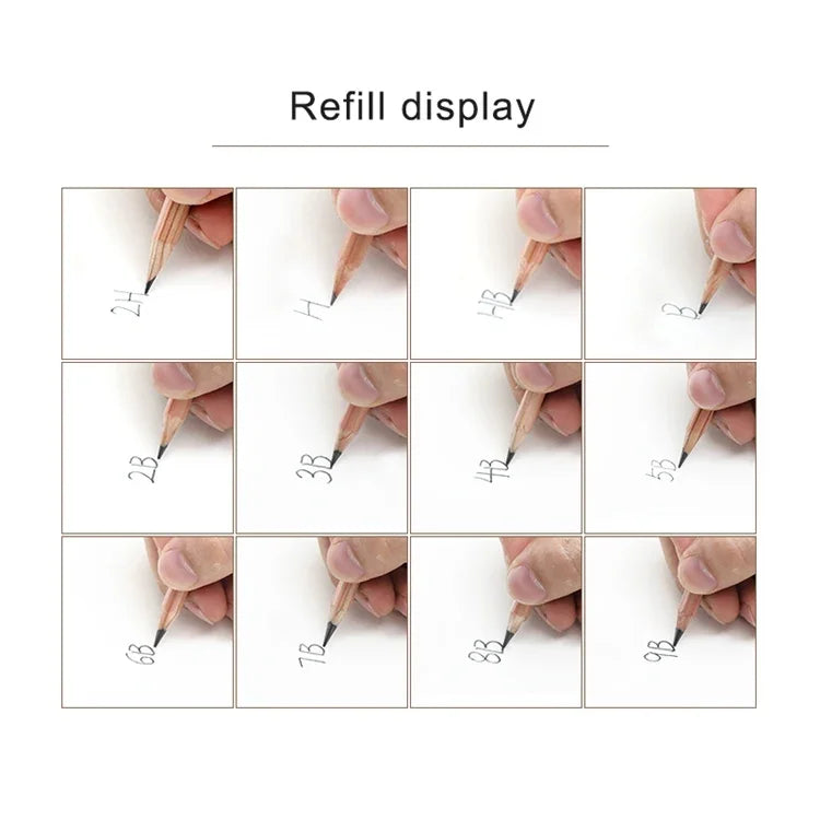 12pcs Drawing Writing Sketch Wooden Pencil Pre-sharpened 2B Art Graphite Pencils, 2B