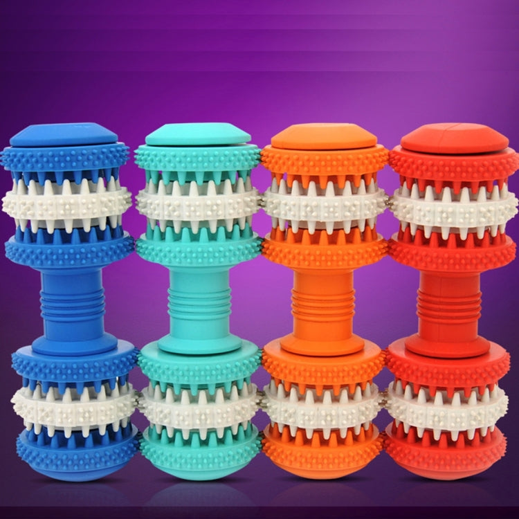 Dog Toy  for Pets Tooth Cleaning Chewing Dumbbells Shape Toys of Non-Toxic Soft Rubber , Large Size,Length:15cm, 15cm (Orange), 15cm(Blue), 15cm (Red), 15cm (Baby Blue)