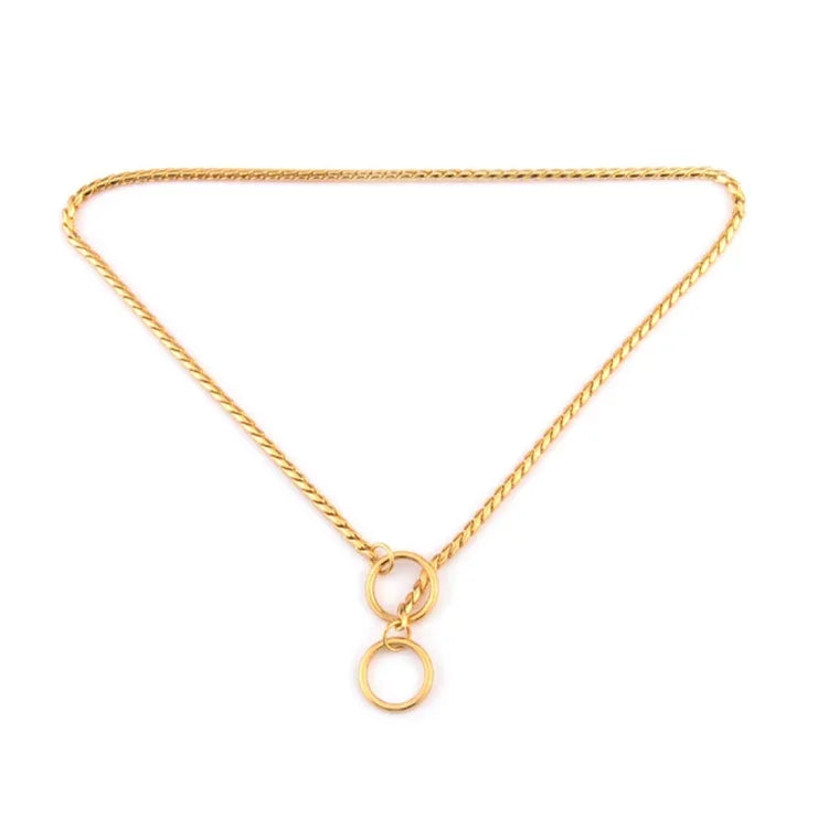 Metal dog collar chain made from copper, durable, elegant design, 60cm length, ideal for pets.