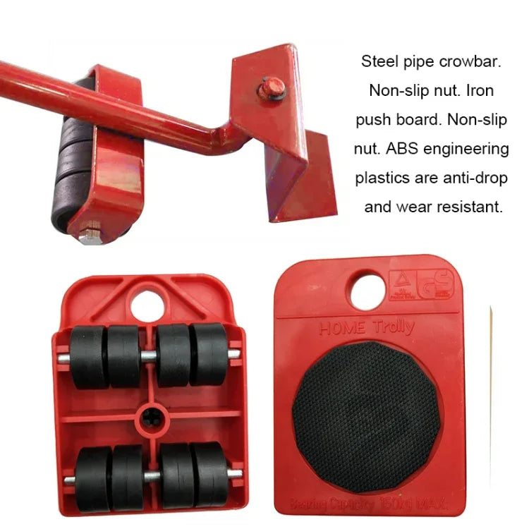 Heavy Furniture Home Trolley Lift And Move Slides Kit 4 Rollers & Furniture Lifter Mover Transport Set