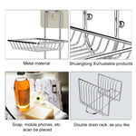 Creative Double Layer Stainless Steel Soap Stand Non-trace Magic Sticker Style Soap Dish Bathroom Shelf, Double Layer Bathroom Shelf