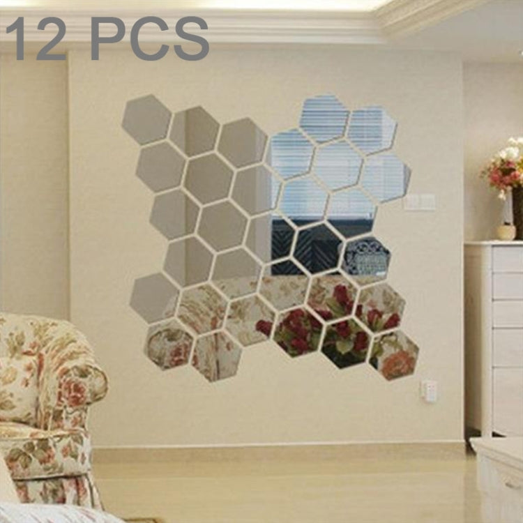 12 PCS 3D Hexagonal Mirror Wall Stickers Set, Size: 8*8cm, Size: 8*8cm (Black), Size: 8*8cm(Gold), Size: 8*8cm(Blue), Size: 8*8cm(Silver)