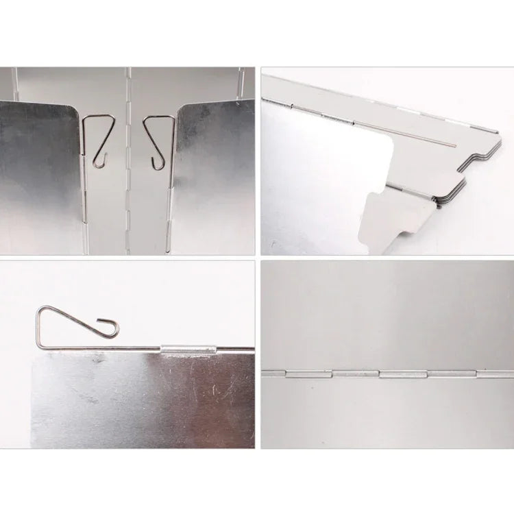 10 PCS Camping Outdoor Picnic Portable Stove Folding Screen Aluminum Windshield