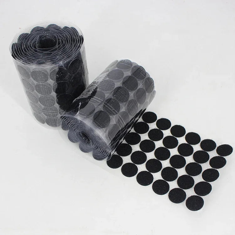 1000 PCS 10mm Round Nylon Adhesive Hook and Loop Fastener, 10mm (Black), 10mm (White)