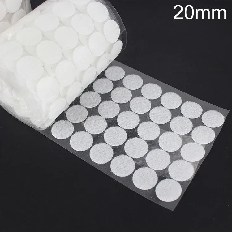1000 PCS 20mm Round Nylon Adhesive Hook and Loop Fastener, 20mm (Black), 20mm (White)