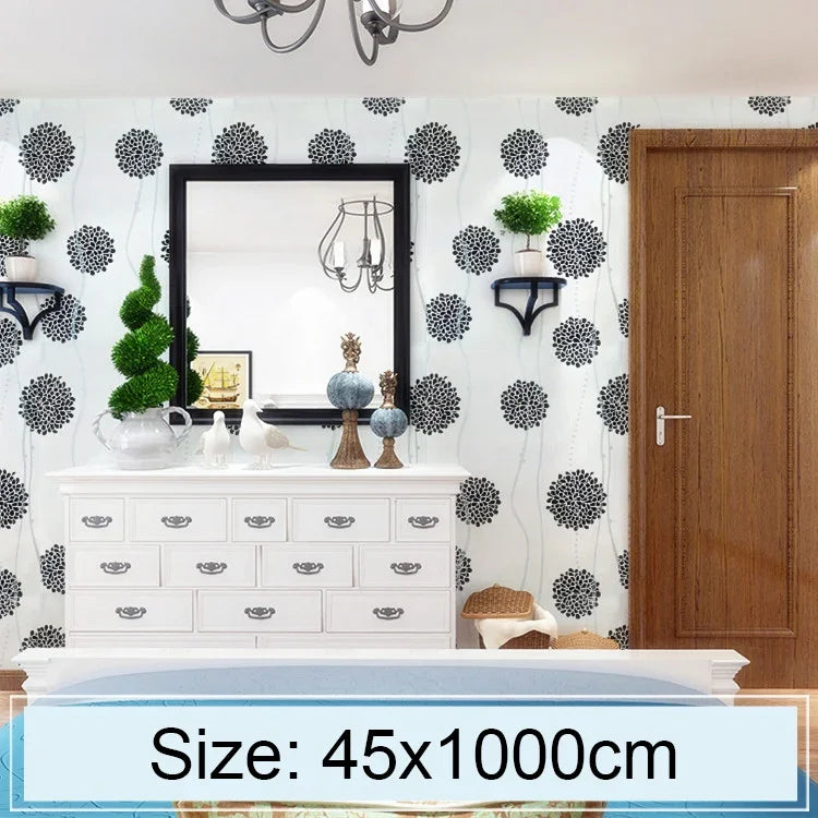 Black Flower Ball Creative 3D Stone Brick Decoration Wallpaper Stickers Bedroom Living Room Wall Waterproof Wallpaper Roll, Size: 45 x 1000cm, Black flower ball