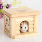 Pet Flat Roof Wooden House Hut Pets Cage for Small Animal Rabbit Hamster, Flat Roof Wooden House