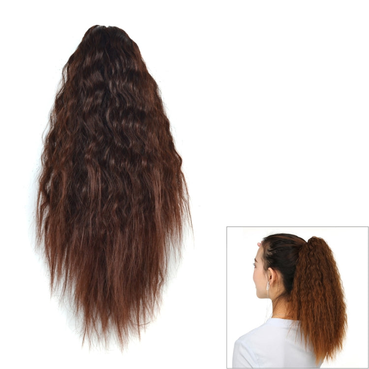 Natural Retro Short Curly Hair Clip-on Corn Blanching Horsetail Wig