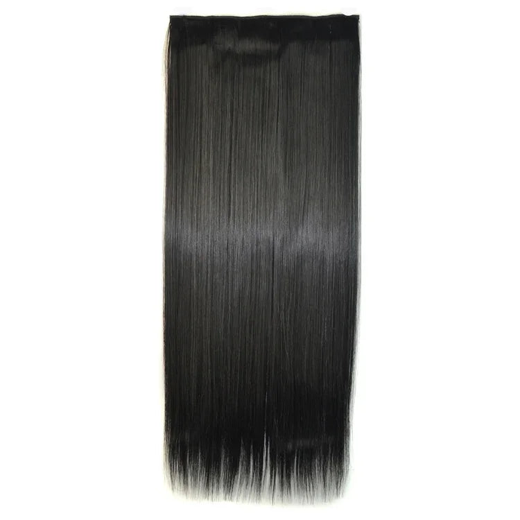 1B# One-piece Seamless Five-clip Wig Long Straight Wig Piece, 1B#