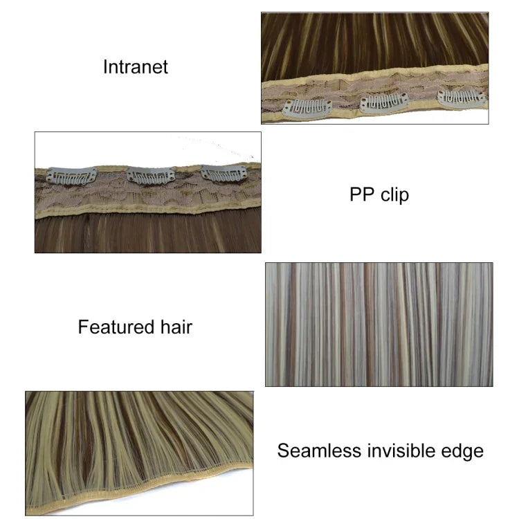 4B# One-piece Seamless Five-clip Wig Long Straight Wig Piece, 4B#