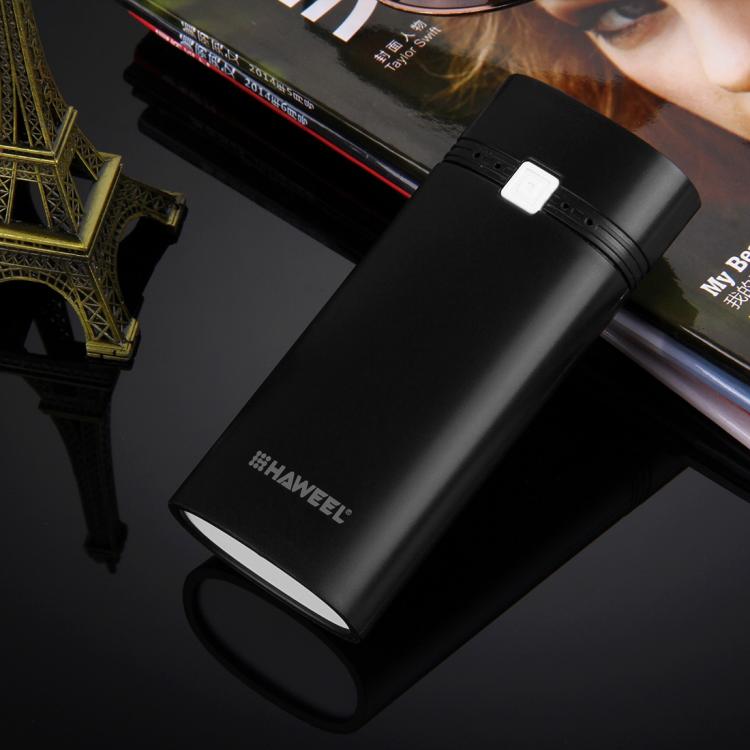 HAWEEL DIY 2x 18650 Battery (Not Included) 5600mAh Power Bank Shell Box with USB Output & Indicator, DIY 2 Batteries(Black)