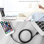 3m 3A Woven Style Metal Head 8 Pin to USB Data / Charger Cable, 3m 8 Pin