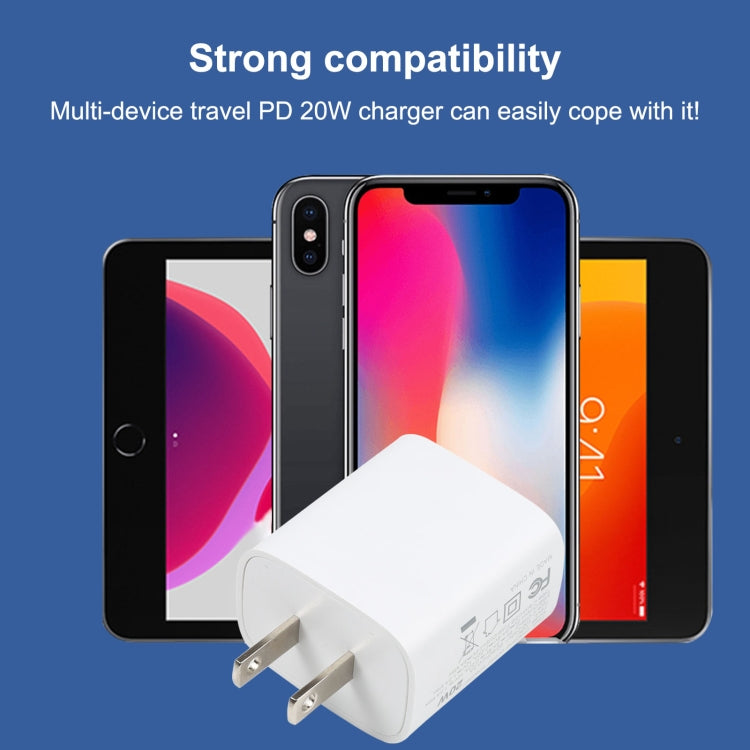 U087 20W USB-C / Type-C + USB Ports Fast Charging Travel Charger, US Plug, US Plug