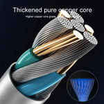 100W 6A Type-C to 8 Pin+Type-C+Micro USB Charging Data Cable, 1.3m