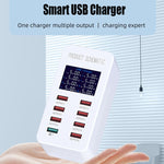 A8 50W 8 Ports USB + QC3.0 Smart Charging Station with Digital Display AC100-240V, UK Plug, A8 UK Plug