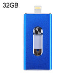 RQW-02 3 in 1 USB 2.0 & 8 Pin & Micro USB 32GB Flash Drive, RQW-02 Blue