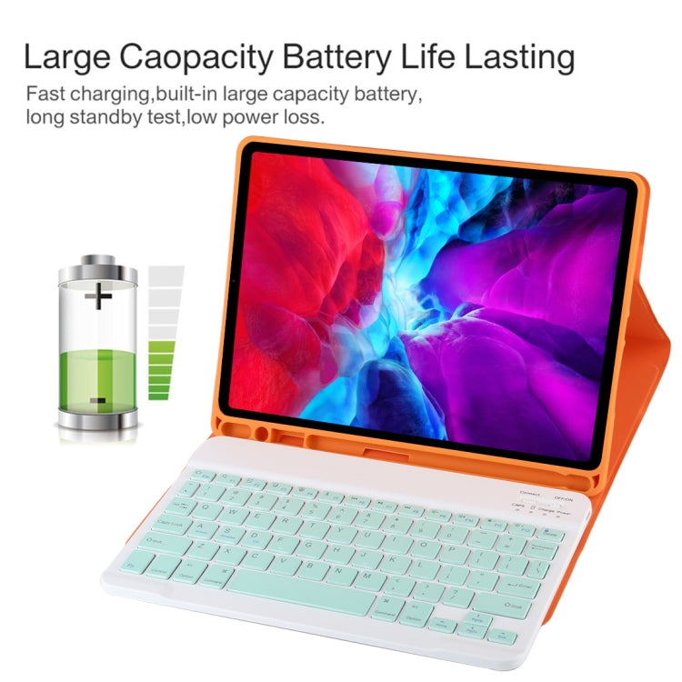 TG11B Detachable Bluetooth Green Keyboard + Microfiber Leather Tablet Case for iPad Pro 11 inch (2020), with Pen Slot & Holder, Green Keyboard
