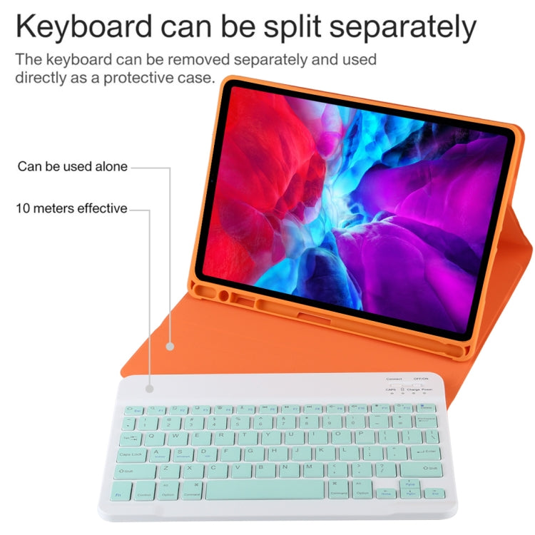 TG11B Detachable Bluetooth Green Keyboard + Microfiber Leather Tablet Case for iPad Pro 11 inch (2020), with Pen Slot & Holder, Green Keyboard