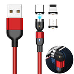 2m 2A Output 3 in 1 USB to 8 Pin + USB-C / Type-C + Micro USB Nylon Braided Rotate Magnetic Charging Cable, 2m 3 in 1, 2m  3 in 1