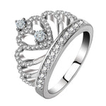Princess Queen Crown-shaped Platinum Plated Zircon Ring, US Size: 6, Diameter: 16.5mm, Perimeter: 51.9mm, 6