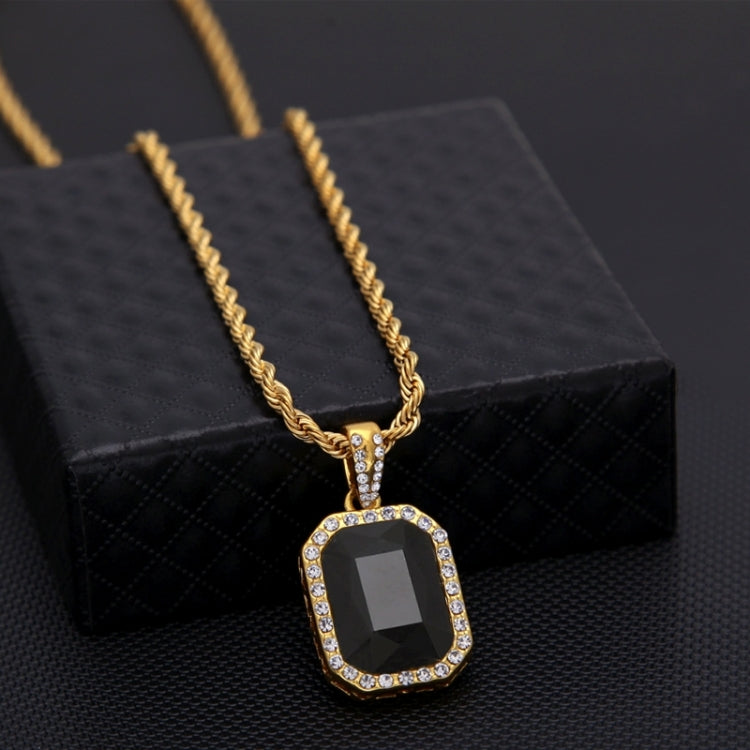 Hip Hop Mini Rhinestone Colorful Pendant Twist Gold Chain Necklace for Men, JEWE0309AA, JEWE0309AB, JEWE0309AC, JEWE0309AD