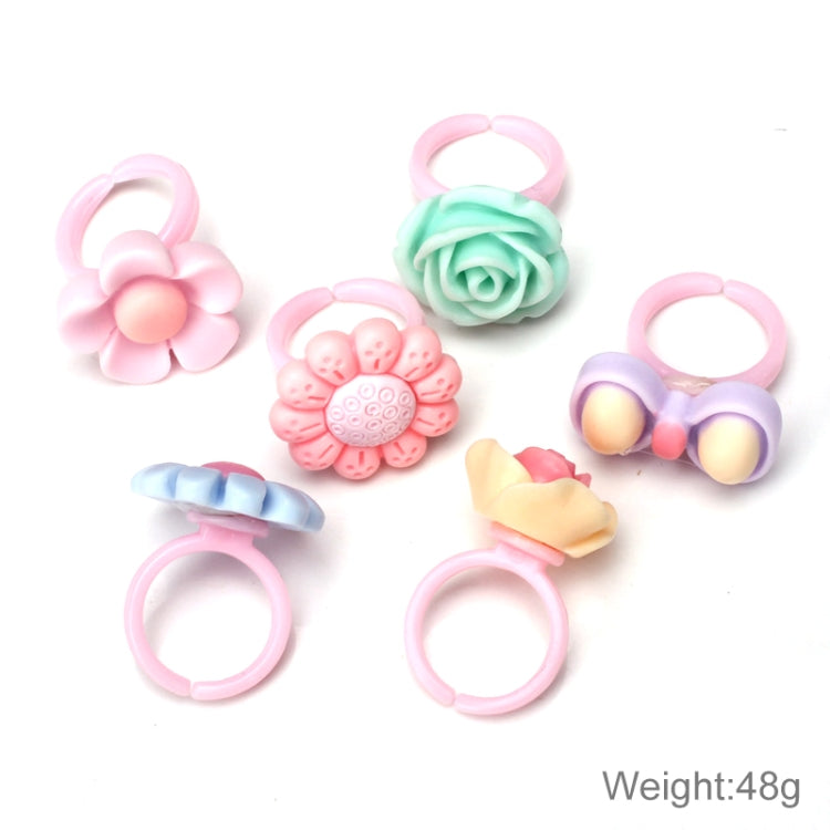 50 PCS Children Cute Cartoon Resin Flower Animal Heart Bow-knot Ring, Frosted Surface, Frosted Surface, 50 PCS