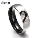 Fashion Rhinestone Love Heart Splice Couples Ring Fine Titanium Steel Ring for Men and Women(Silver without Diamond, US Size: 9), Silver without Diamond, US Size: 9
