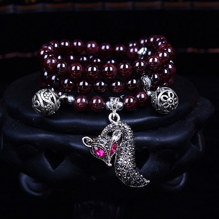Fashion Jewelry Accessory Garnet Beads Bracelet, Garnet, Blue Sandstone & Calabash, Red Agate & Buddha Head, Aquamarine & Longevity Lock, White Jade, Pink Crystal & Cat, Pink Crystal & Elephant & Fish, Red Agate & Elephant, Red Agate & Pi Xiu, Violitde