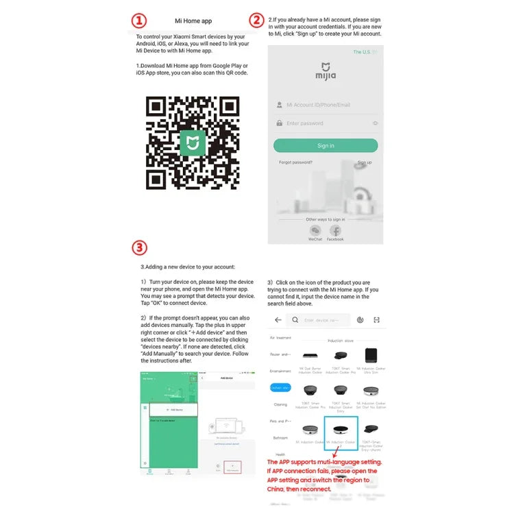 Original Xiaomi Mijia 2100W OLED Screen Induction Cooker 2 NFC Connection App Control, US Plug, Cooker 2 2100W