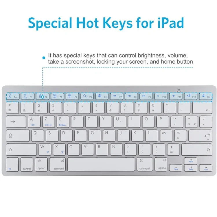 WB-8022 Ultra-thin Wireless Bluetooth Keyboard for iPad, Samsung, Huawei, Xiaomi, Tablet PCs or Smartphones, French Keys, French Keys
