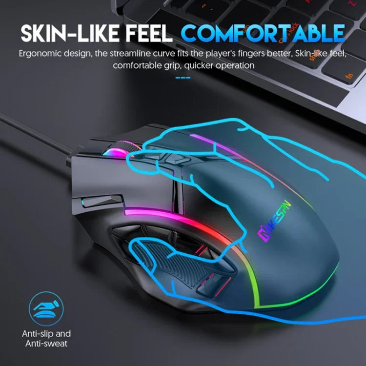 MKESPN X15 Full Speed 12800DPI 12 Buttons Macro Definition RGB Wired Mouse, x15