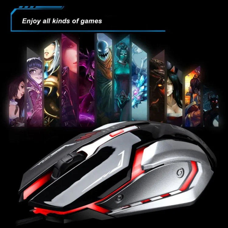 Chasing Leopard K1 USB 1600DPI Three-speed Adjustable LED Backlight Mute Wired Optical Gaming Mouse, Length: 1.3m