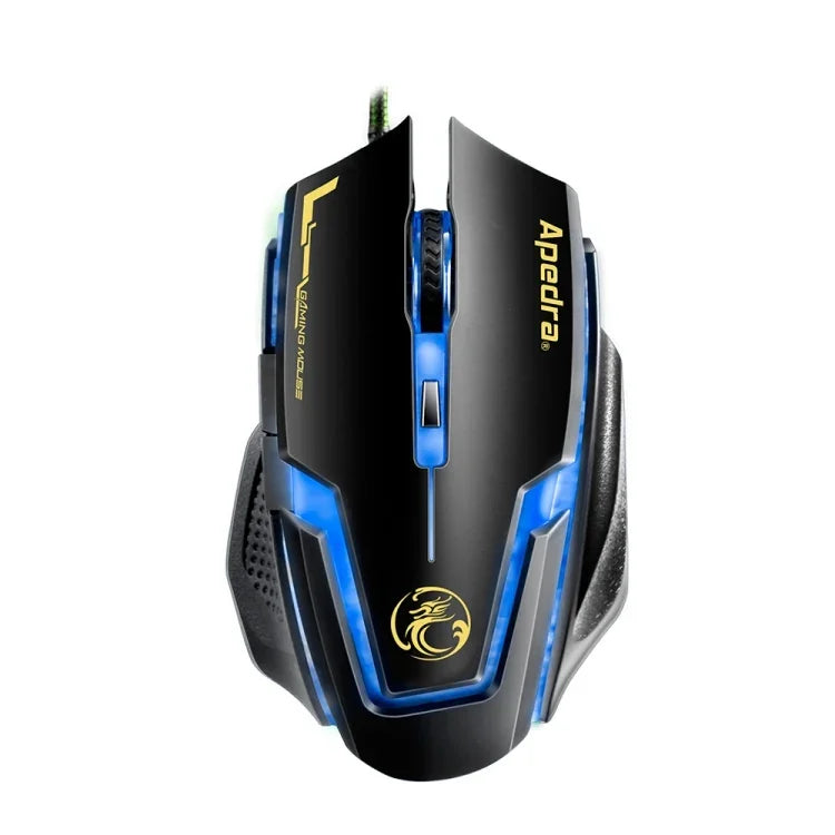 Apedra iMICE A9 High Precision Gaming Mouse LED four color controlled breathing light USB 6 Buttons 3200 DPI Wired Optical Gaming Mouse for Computer PC Laptop, iMICE A9