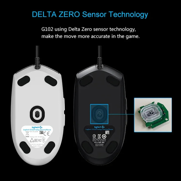 Logitech G102 6-keys RGB Glowing 6000DPI Five-speed Adjustable Wired Optical Gaming Mouse, Length: 2m, G102, G102 (White)
