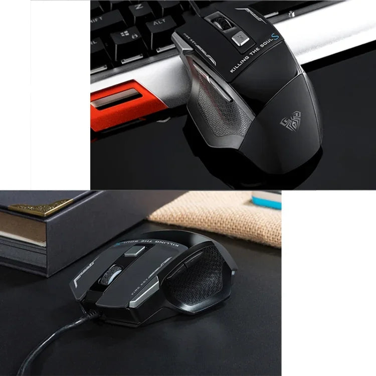 AULA Series SoulKiller II Colourful Light 7D Optical Competitive USB Wired Game Mouse, Maximum Resolution of 3500 DPI, SoulKiller II(B)