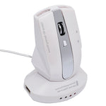 MZ-011 2.4GHz 1600DPI Wireless Rechargeable Optical Mouse with HUB Function, White + Royal Blue, Pearl White, Blue, Silver, Black, Black Silver