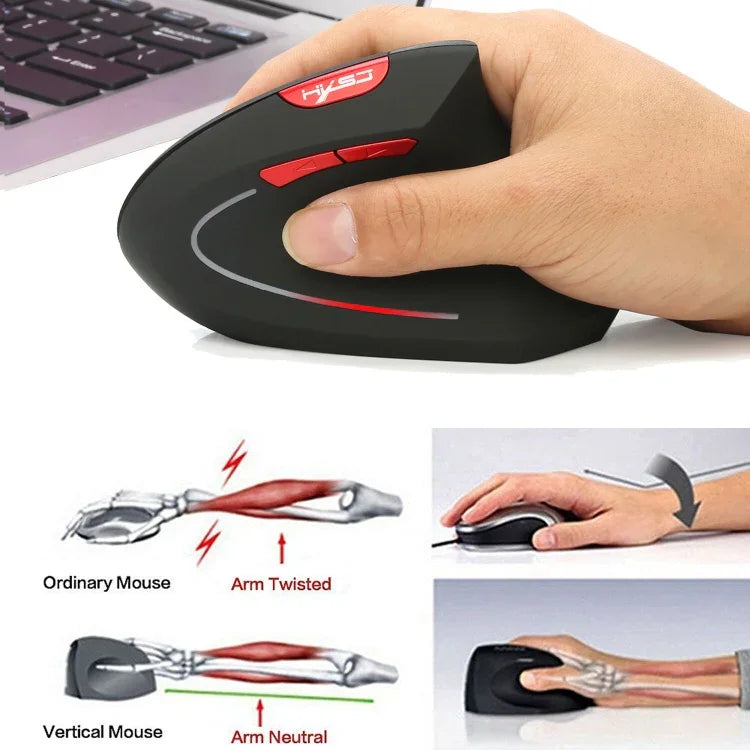 HXSJ T29 Bluetooth 3.0 Wireless Bluetooth 6-Keys 2400 DPI Adjustable Ergonomics Optical Vertical Mouse, 6 Buttons T29 Grey